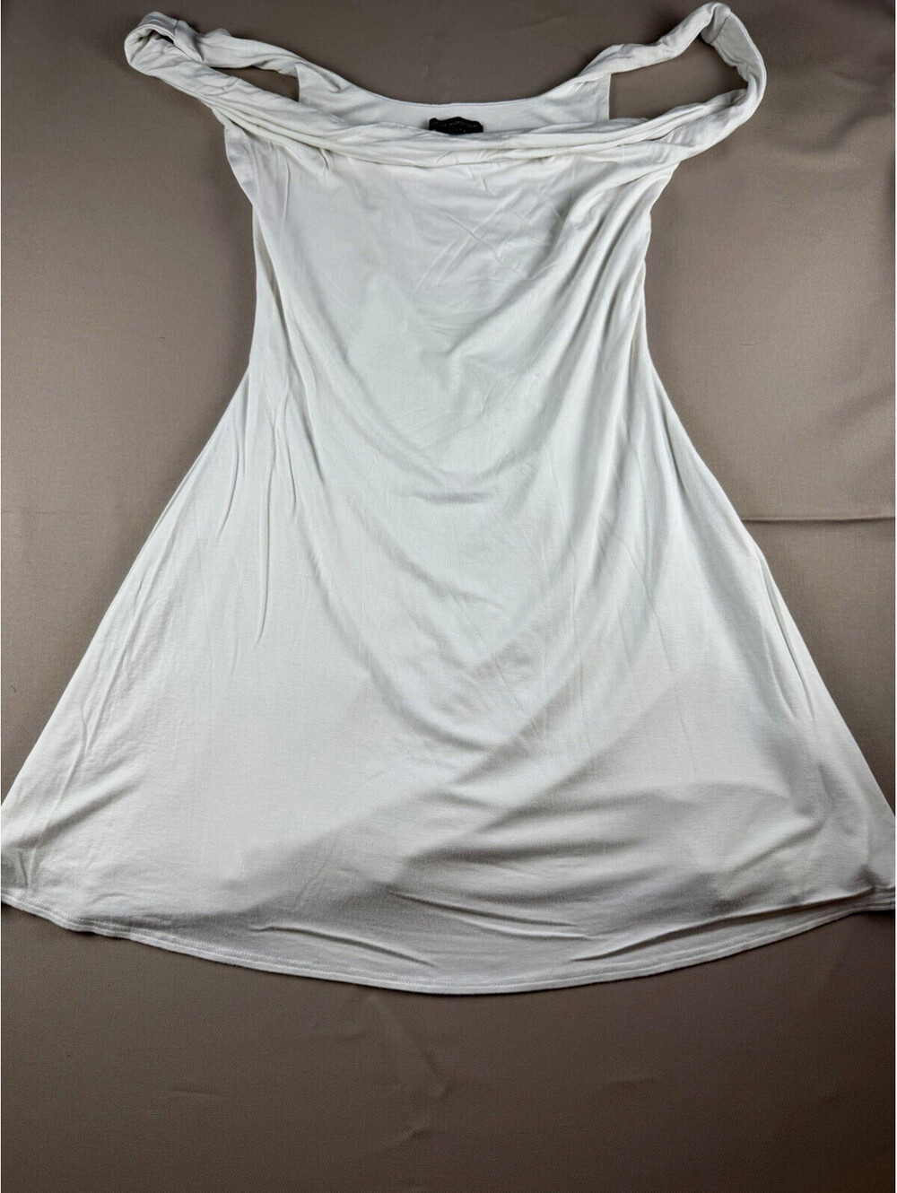 Naked Wardrobe White Solid Knit Scoop Neck Sleeveless Strappy Slip Dress S